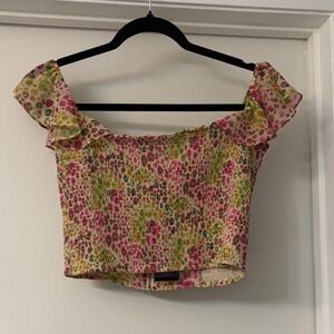 Marciano Floral Off-Shoulder Smocked Top